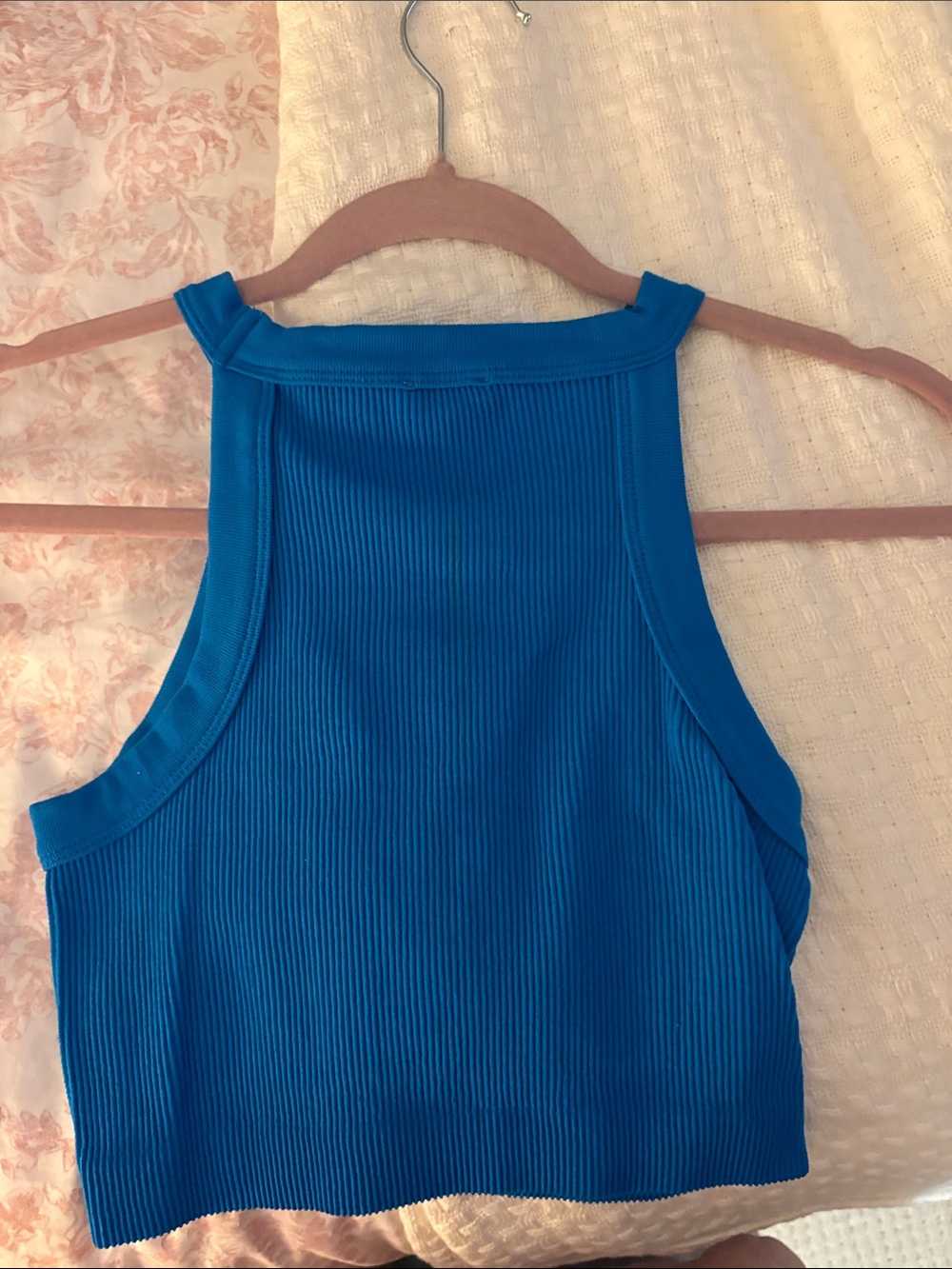 Cotton On Bold Blue Ribbed High-Neck Crop Tank